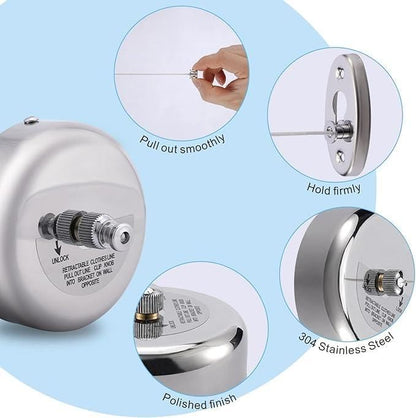 Dry-Ease™ - The Retractable Cloth Drying line - Stainless Steel|🔥FLAT 50% SAVING🔥