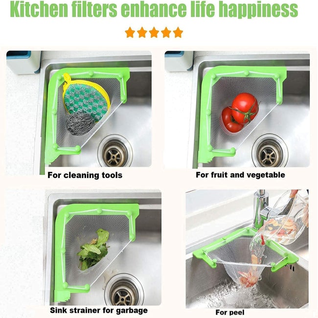 Corner Sink Garbage Rack Triangular Mesh Hanging Net ( Free 30 Net Bags )